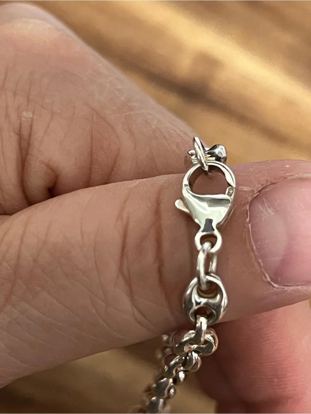 Sterling Silver 925 Italy Dainty Puffy Mariner Link Bracelet
